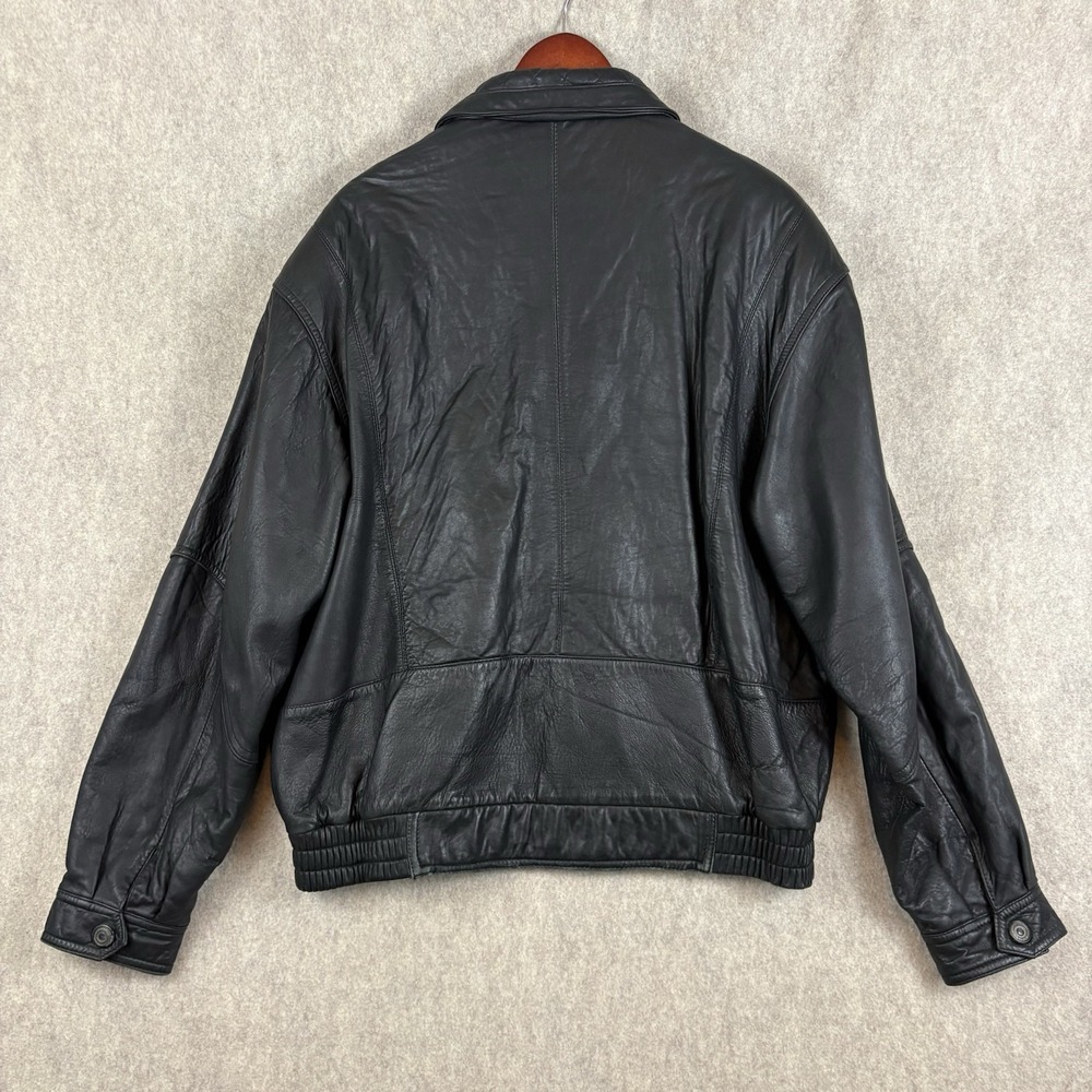 Vintage Members Only Soft Leather Jacket Mens XL Black Bomber 90s Oversized Moto - Picture 5 of 14